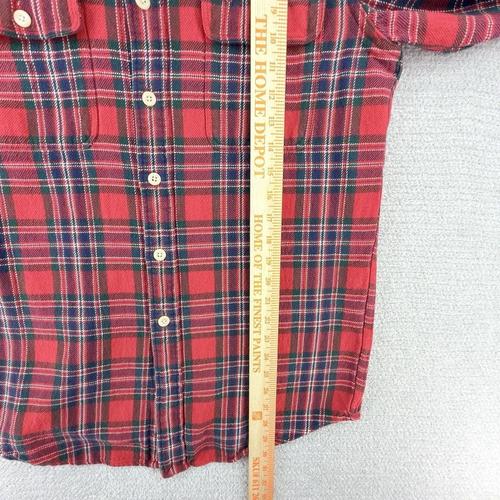 Vtg Polo Ralph Lauren Tartan Plaid Flannel Shirt Mens Medium Red Heavyweight Y2K